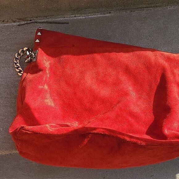 ZARA Red Suede Studded Shoulder Bag - Picture 10 of 10